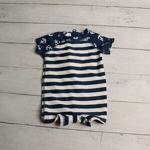 Wave Zone Baby Boy's 1 Pc Rashguard Swimsuit Size 0-3 Mo Navy Nautical